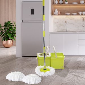 Spin Mop Bucket Set 360° Spinning Stainless Steel Rotating Wet Dry Wheels AU